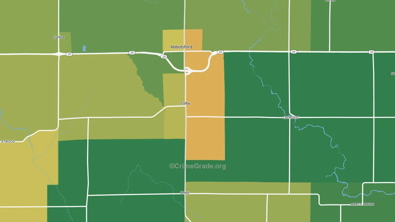 Colby, WI Map of Drug-Related Crime Rates