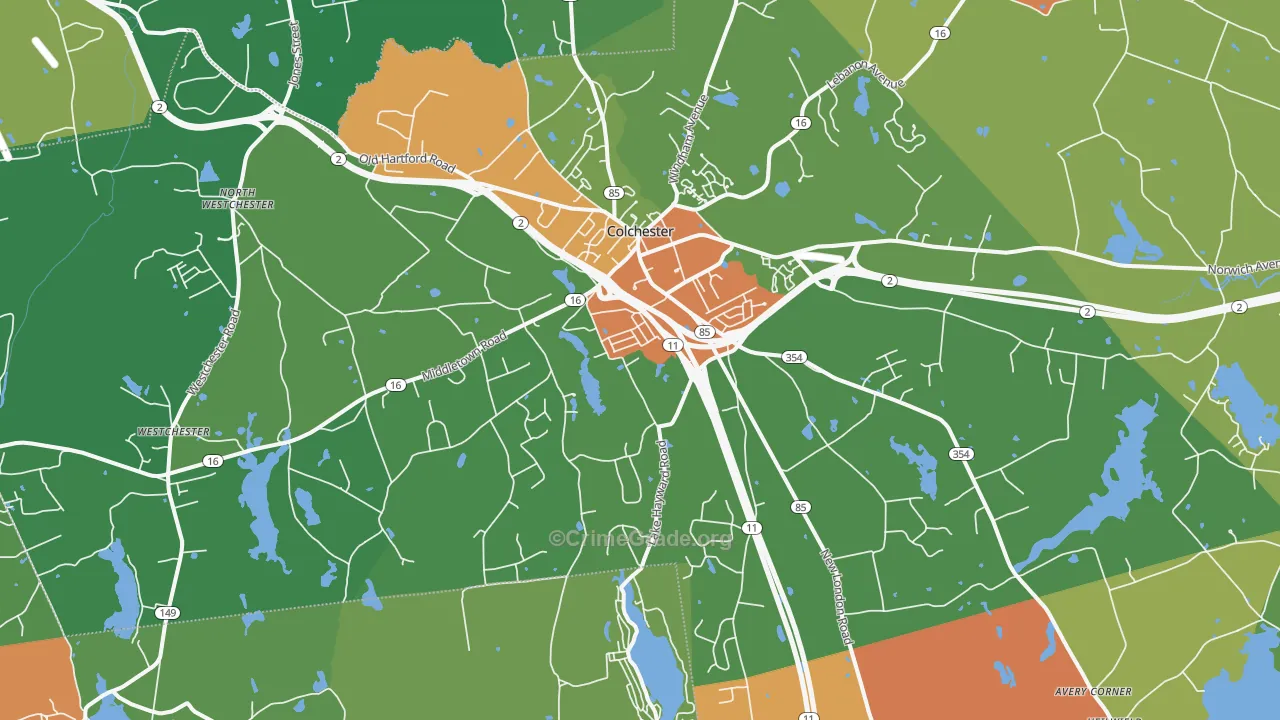 Colchester, CT Map of Drug-Related Crime Rates