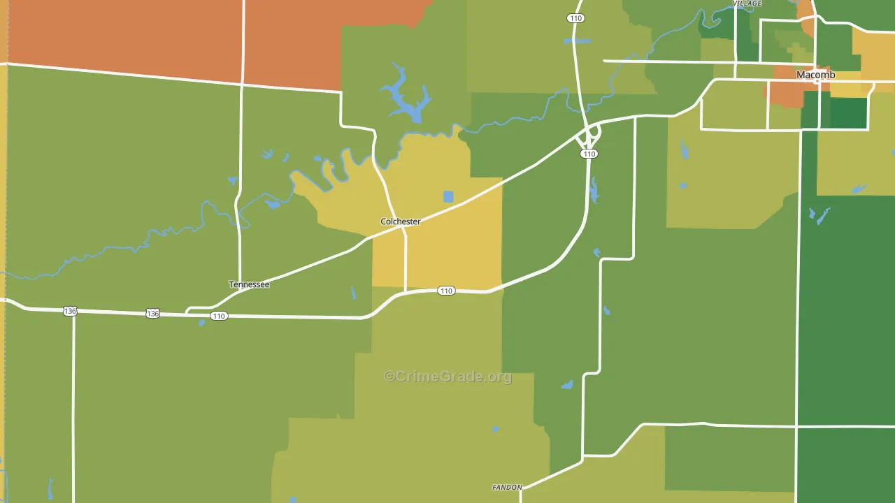 Colchester, IL Map of Drug-Related Crime Rates