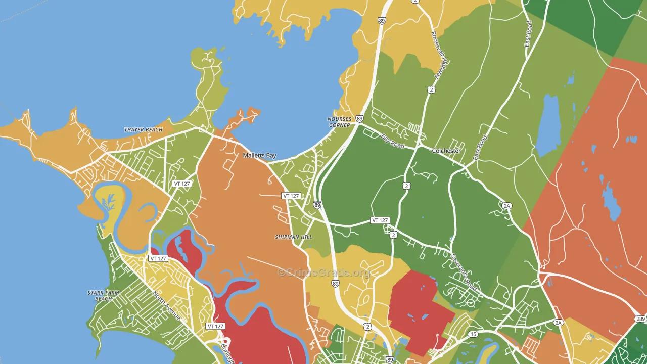 Colchester, VT Map of Drug-Related Crime Rates