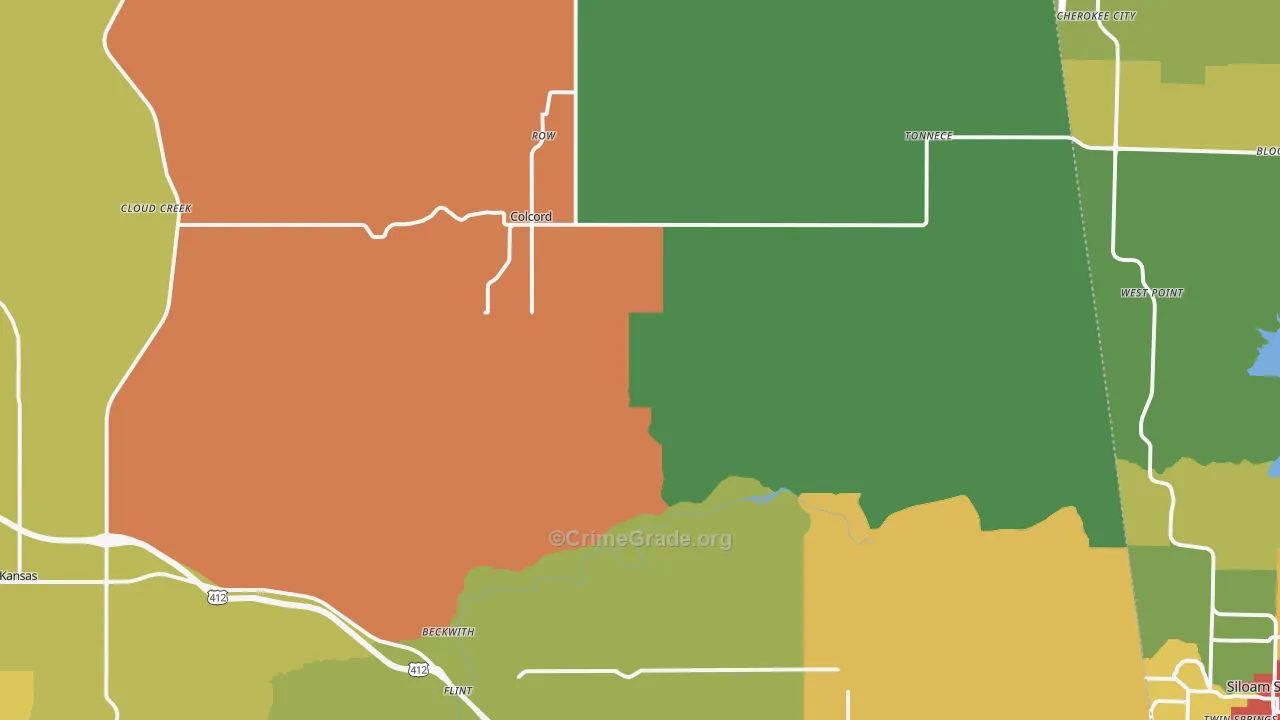 Colcord, OK Map of Drug-Related Crime Rates