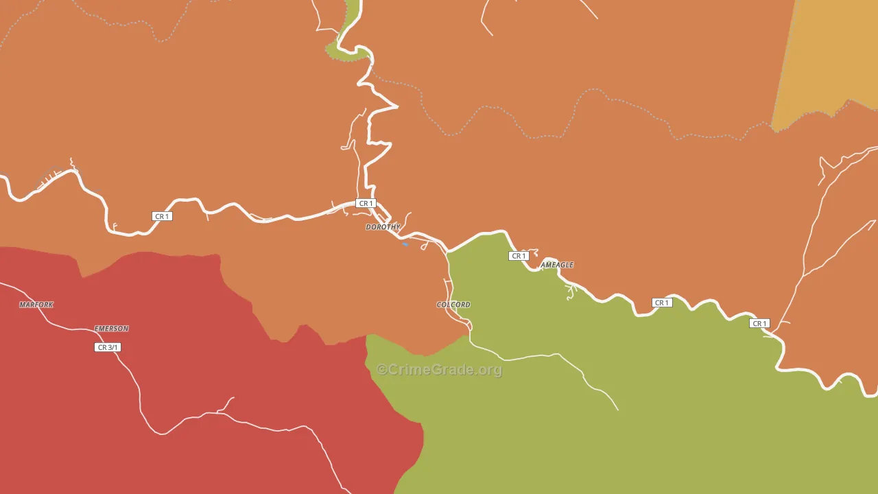Colcord, WV Map of Drug-Related Crime Rates
