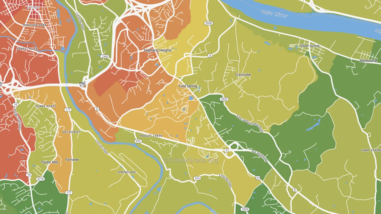 Cold Spring, KY Map of Drug-Related Crime Rates