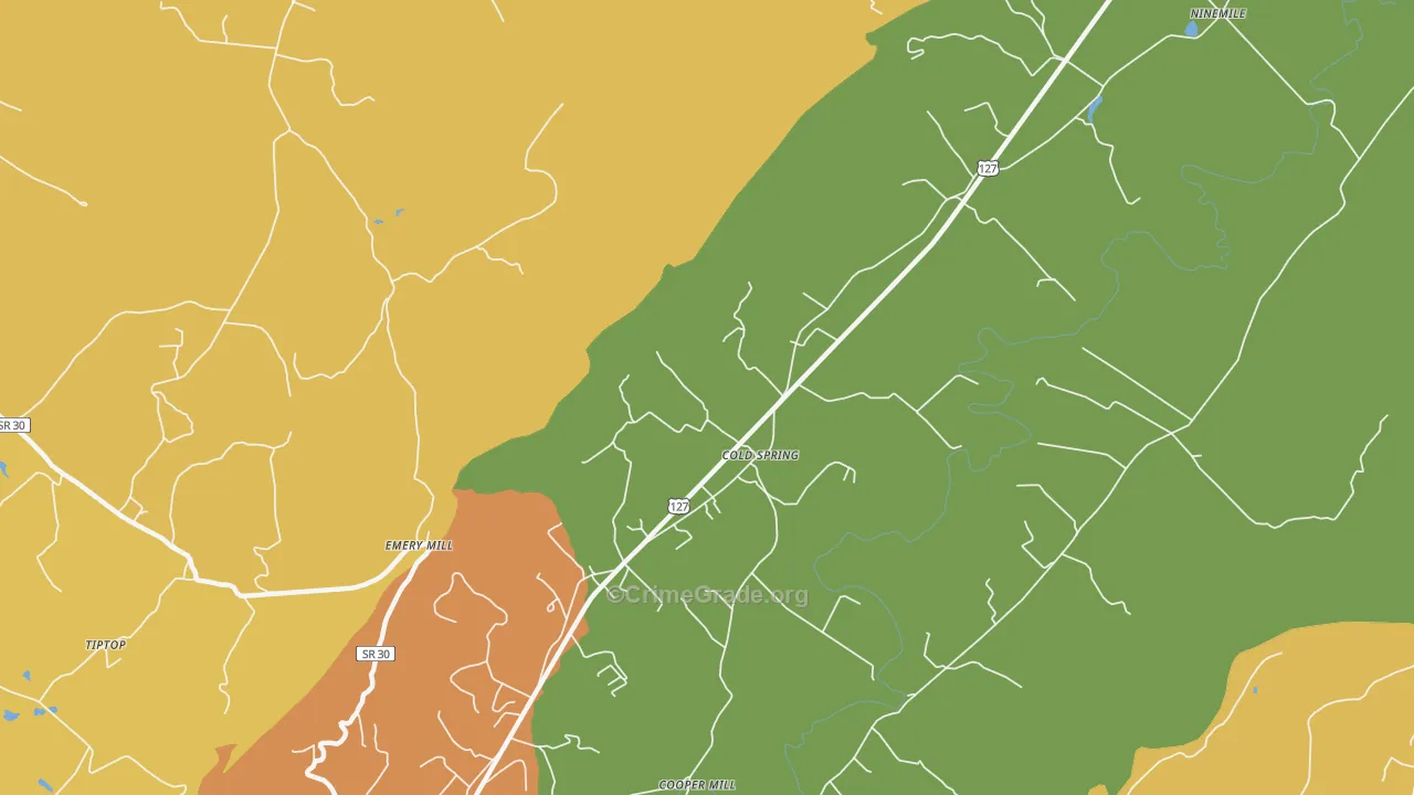 Cold Spring, TN Map of Drug-Related Crime Rates