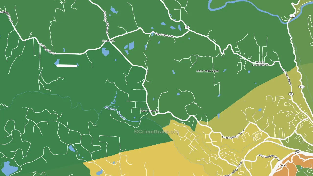 Cold Springs, CA Map of Drug-Related Crime Rates