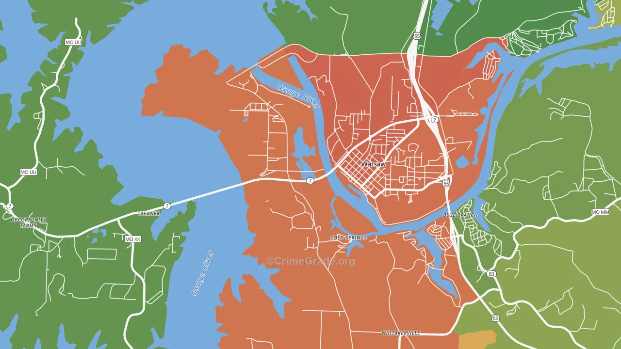 Cold Springs, MO Map of Drug-Related Crime Rates