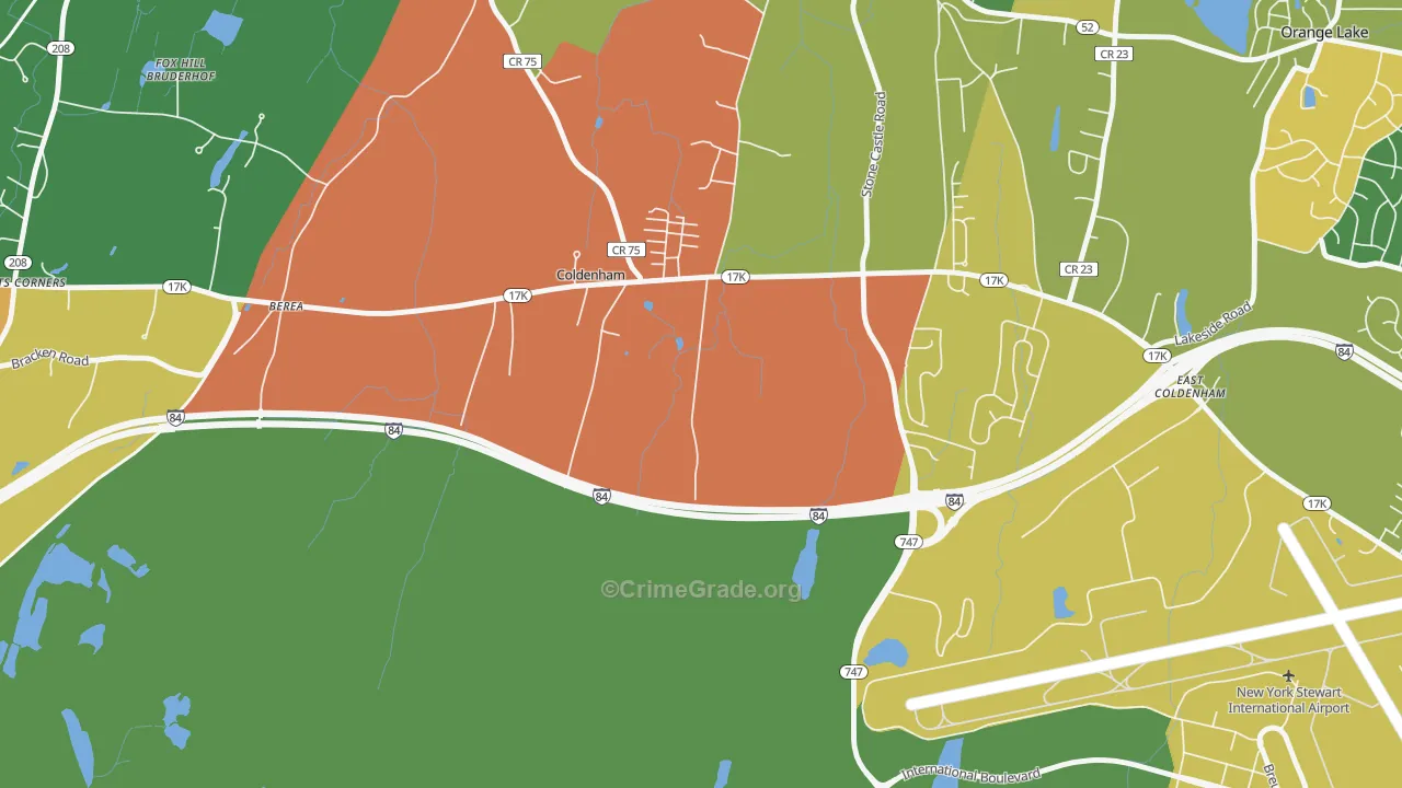 Coldenham, NY Map of Drug-Related Crime Rates