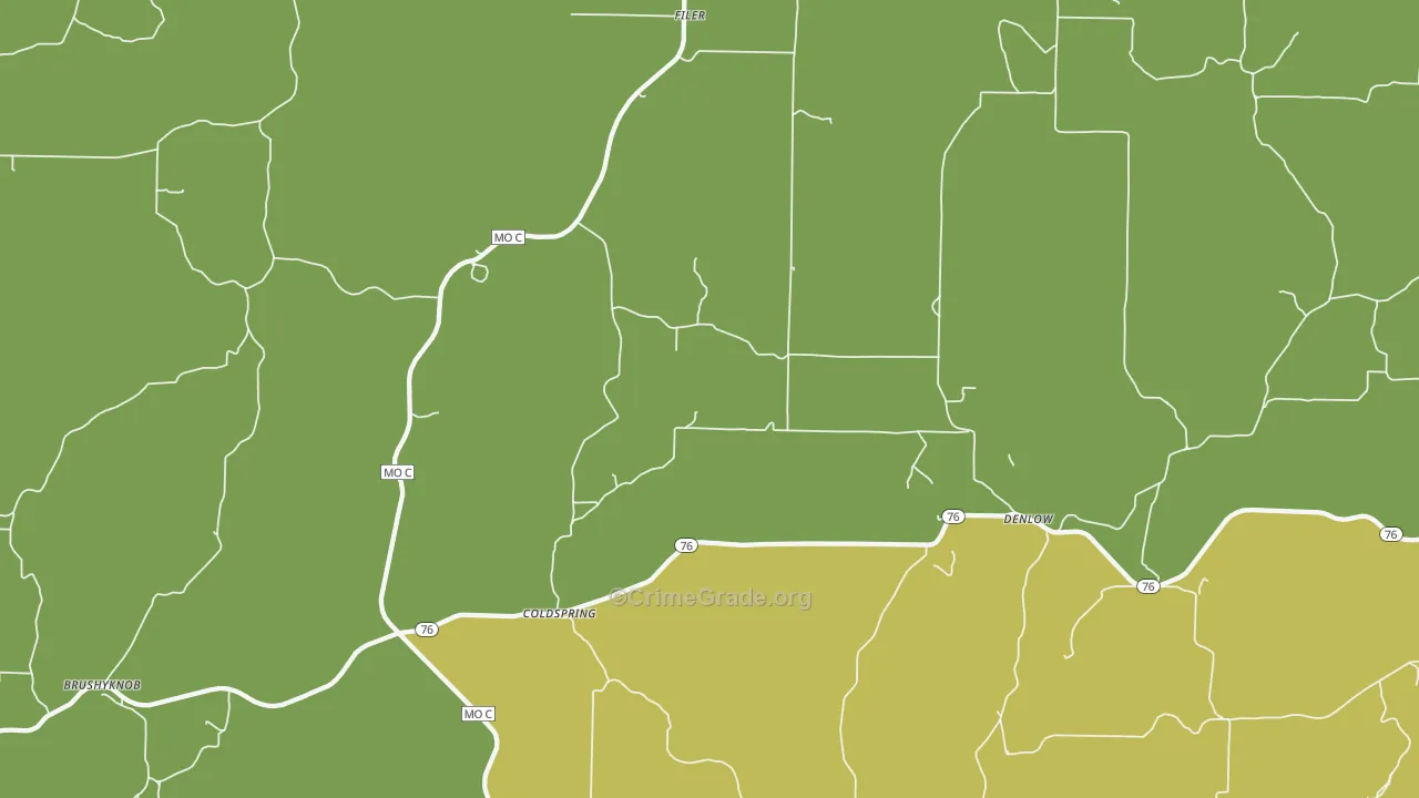 Coldspring, MO Map of Drug-Related Crime Rates