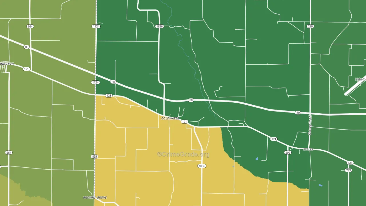 Coldwater, KY Map of Drug-Related Crime Rates