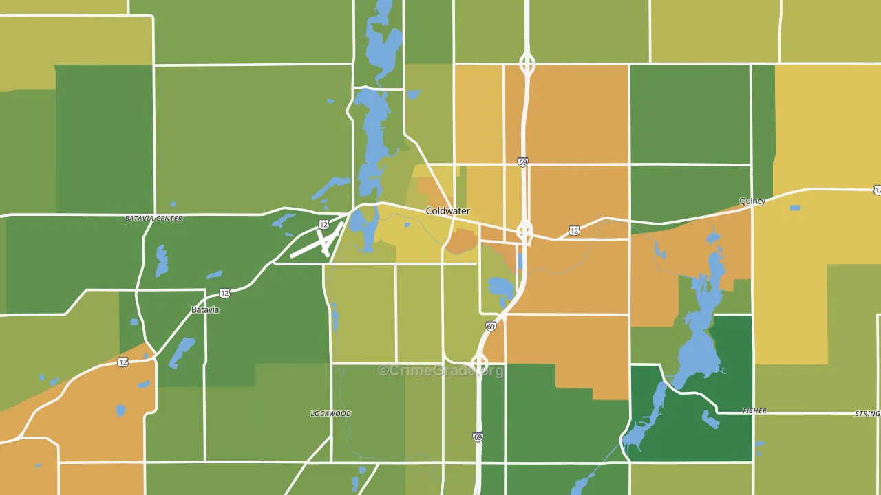 Coldwater, MI Map of Drug-Related Crime Rates