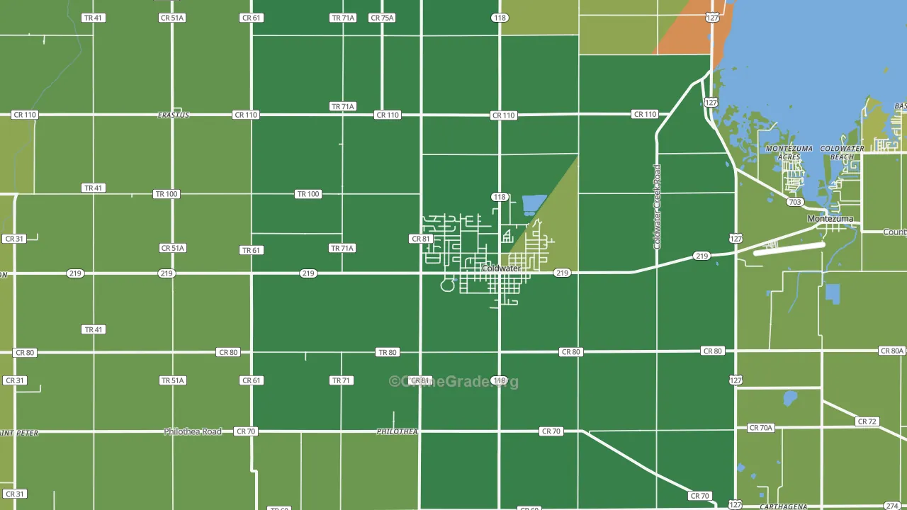 Coldwater, OH Map of Drug-Related Crime Rates