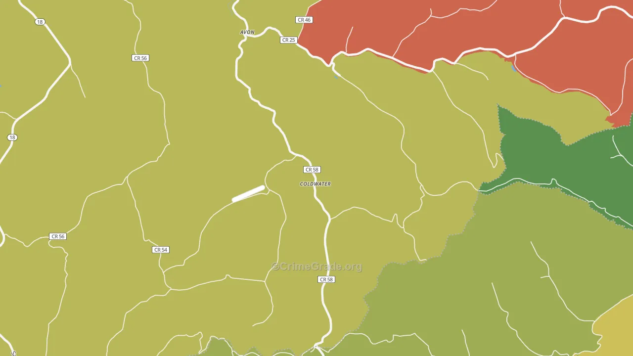Coldwater, WV Map of Drug-Related Crime Rates