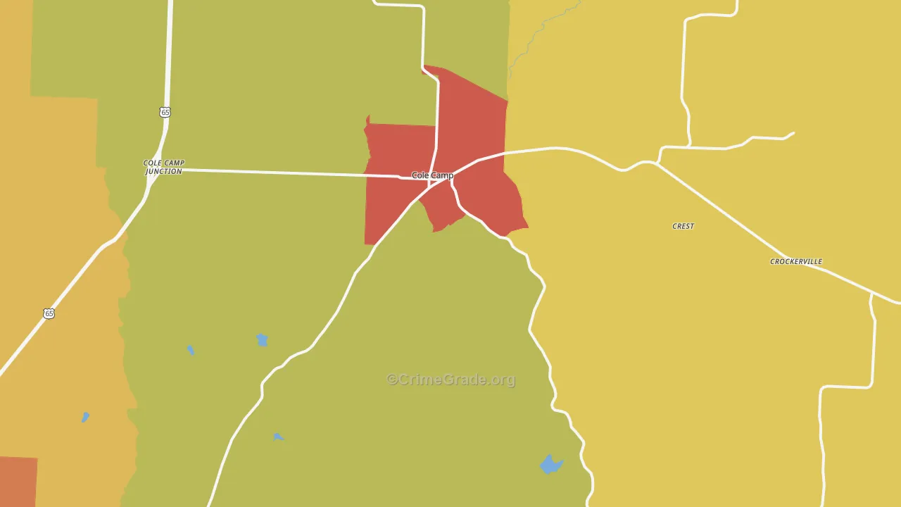 Cole Camp, MO Map of Drug-Related Crime Rates
