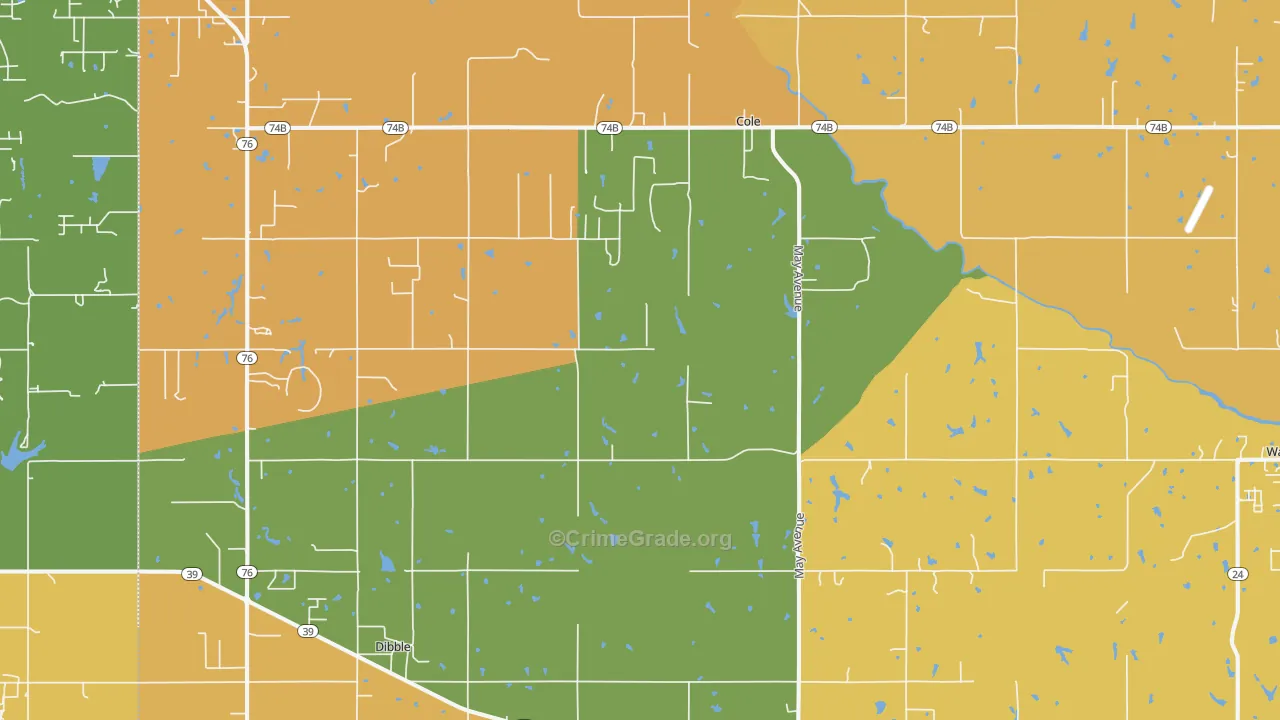 Cole, OK Map of Drug-Related Crime Rates