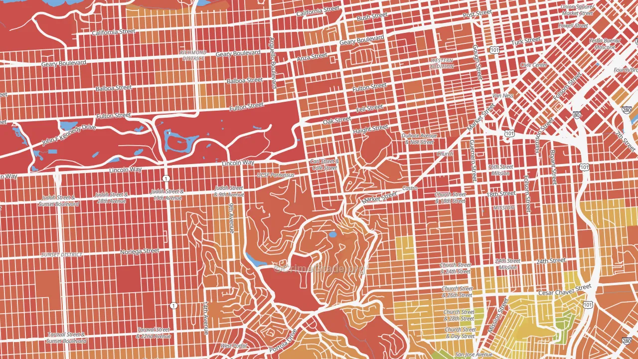 Cole Valley, San Francisco, CA Map of Drug-Related Crime Rates