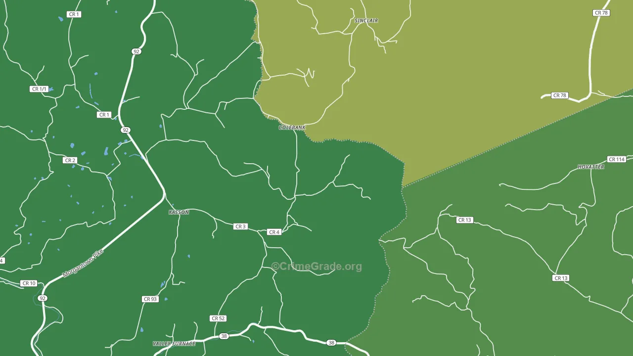 Colebank, WV Map of Drug-Related Crime Rates