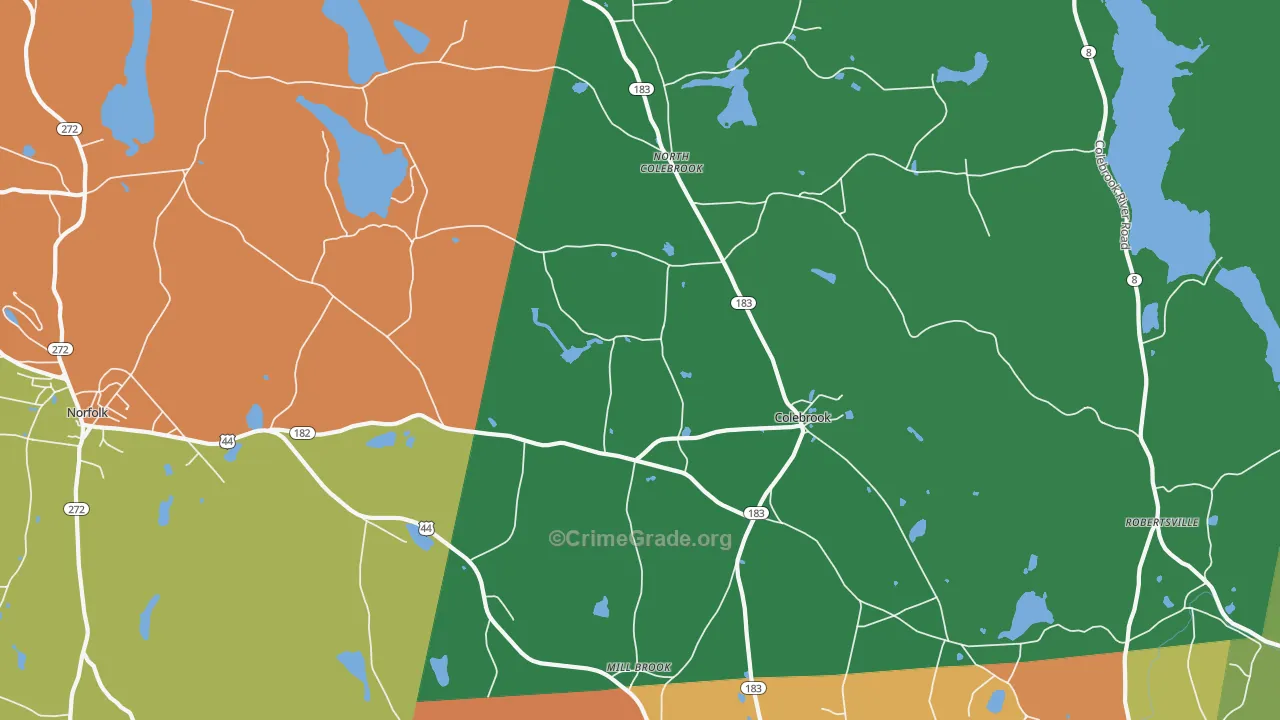 Colebrook, CT Map of Drug-Related Crime Rates