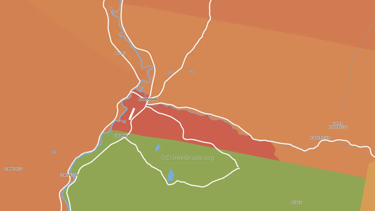 Colebrook, NH Map of Drug-Related Crime Rates