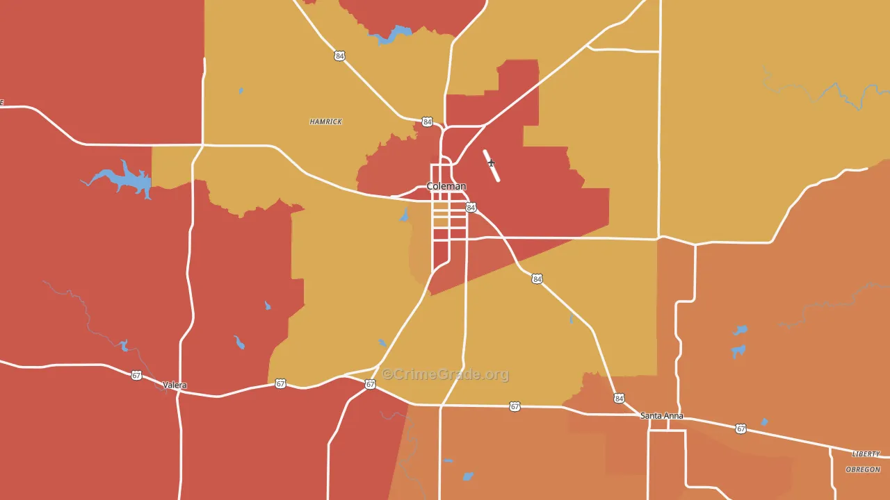 Coleman County, TX Map of Drug-Related Crime Rates