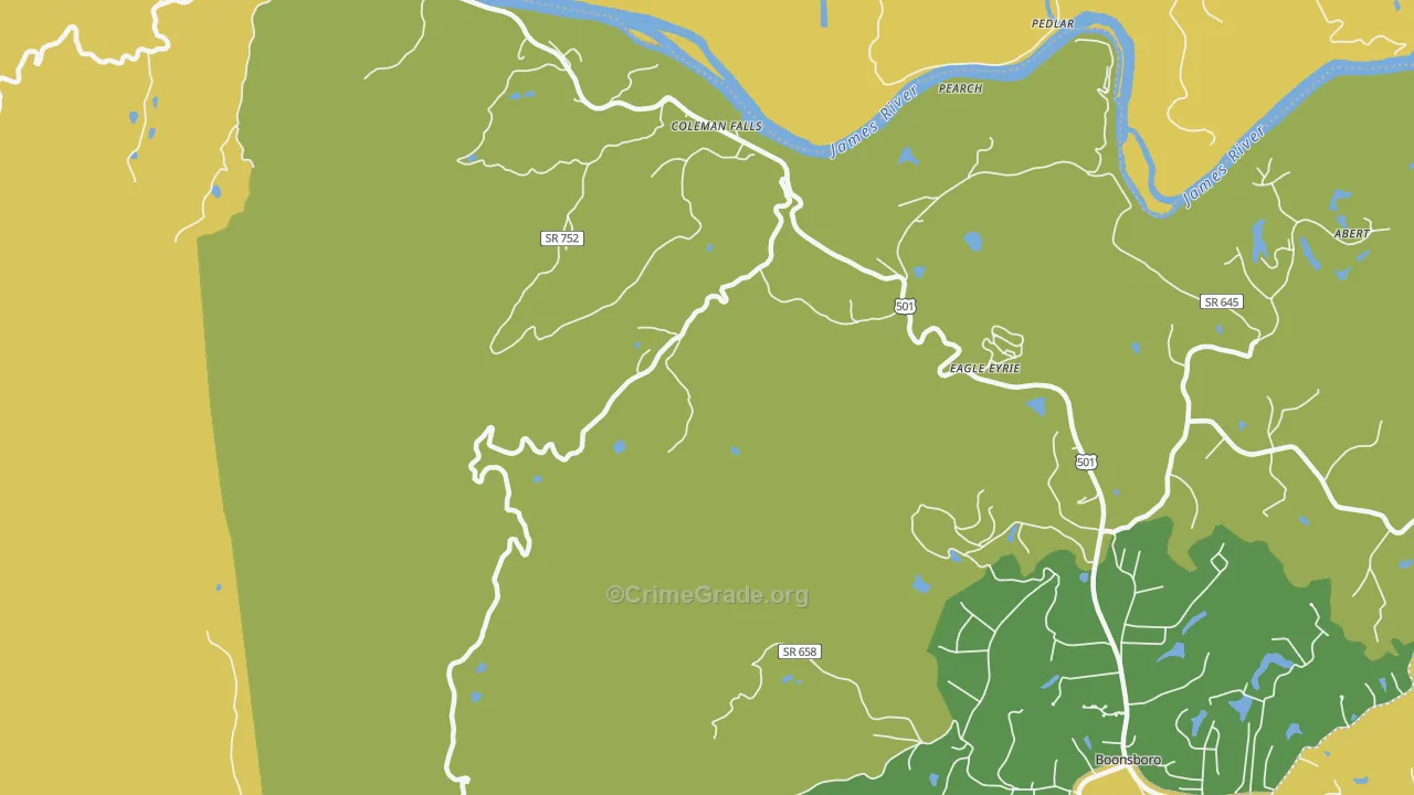Coleman Falls, VA Map of Drug-Related Crime Rates