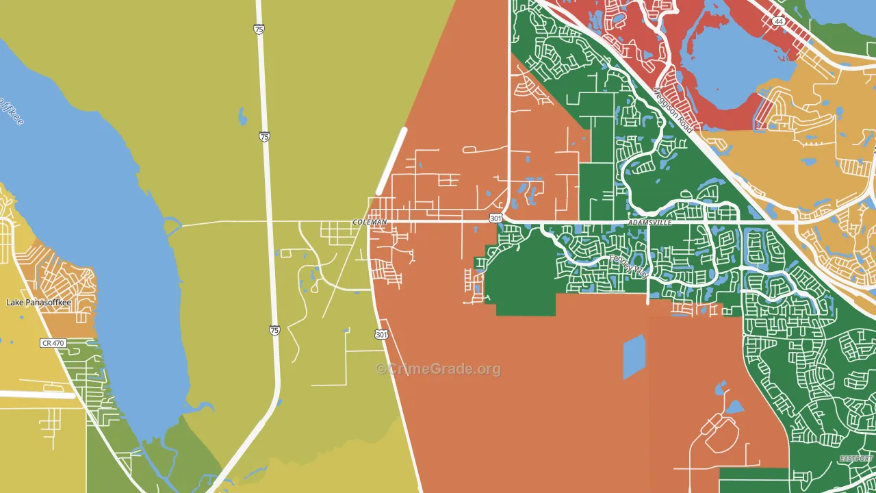 Coleman, FL Map of Drug-Related Crime Rates