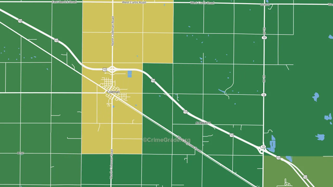Coleman, MI Map of Drug-Related Crime Rates