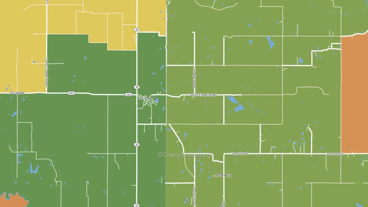 Coleman, OK Map of Drug-Related Crime Rates