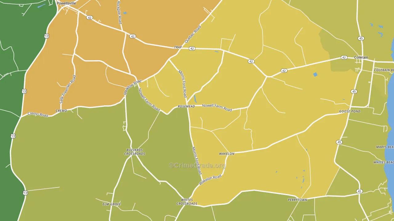 Colerain, NC Map of Drug-Related Crime Rates