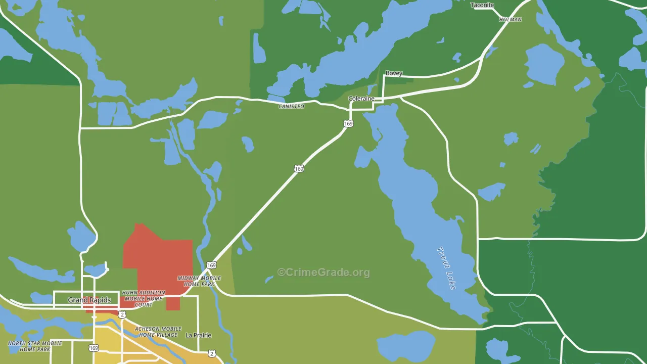 Coleraine, MN Map of Drug-Related Crime Rates
