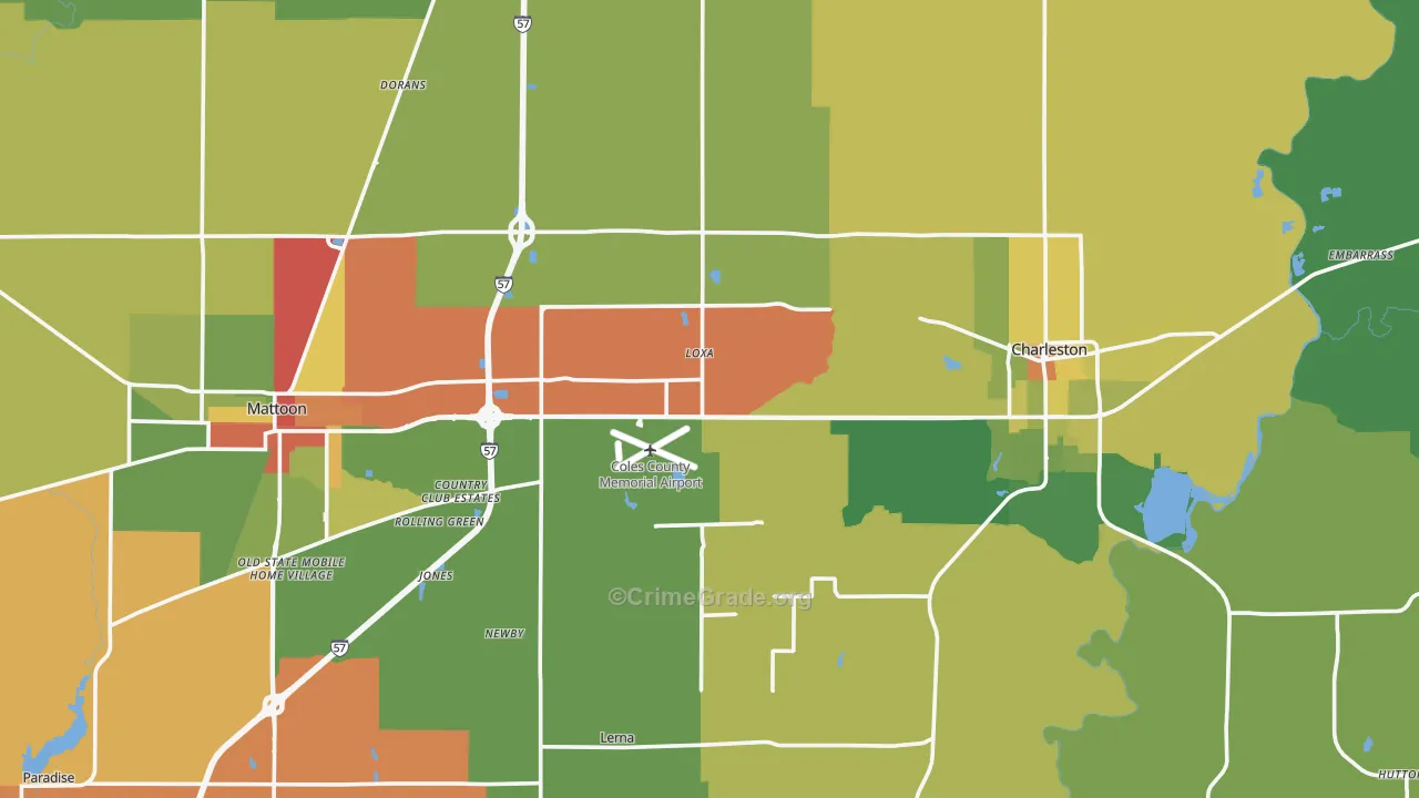Coles County, IL Map of Drug-Related Crime Rates