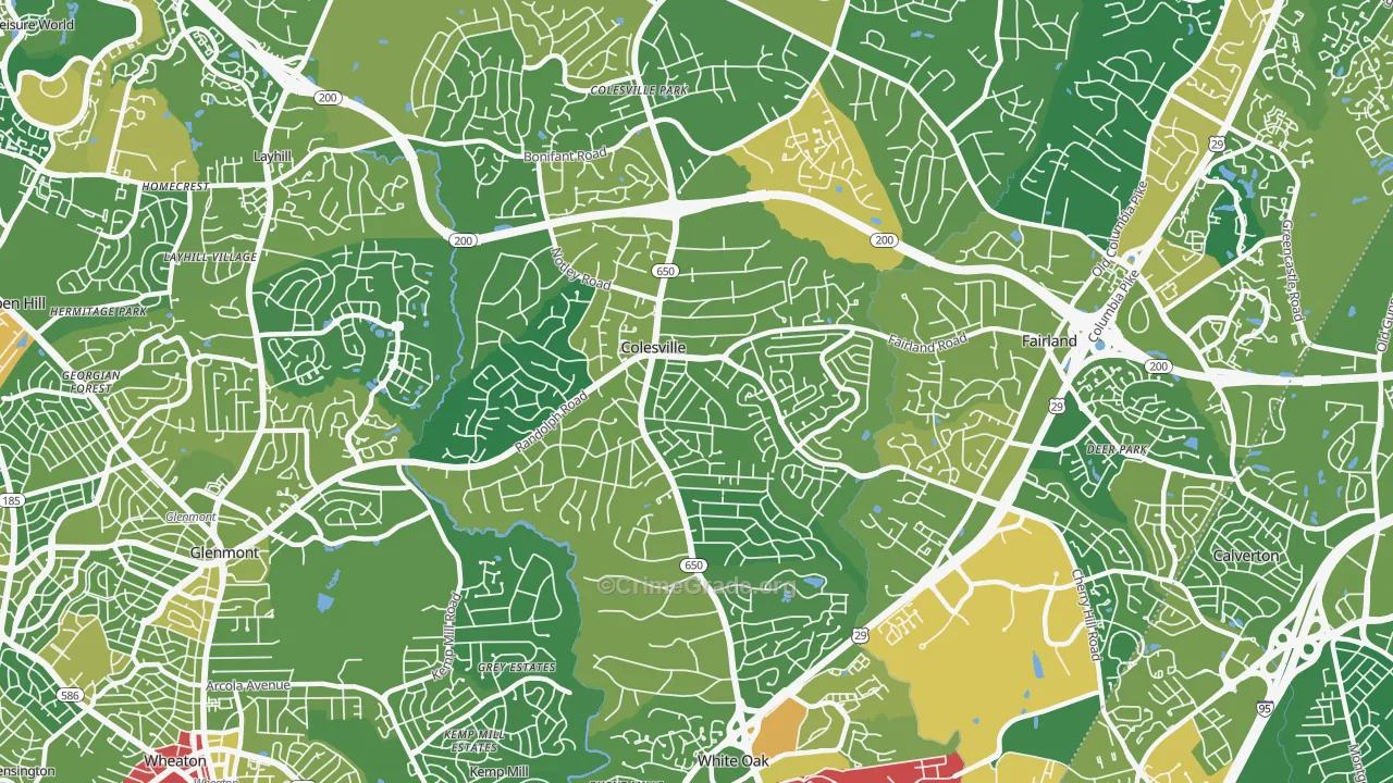 Colesville, MD Map of Drug-Related Crime Rates
