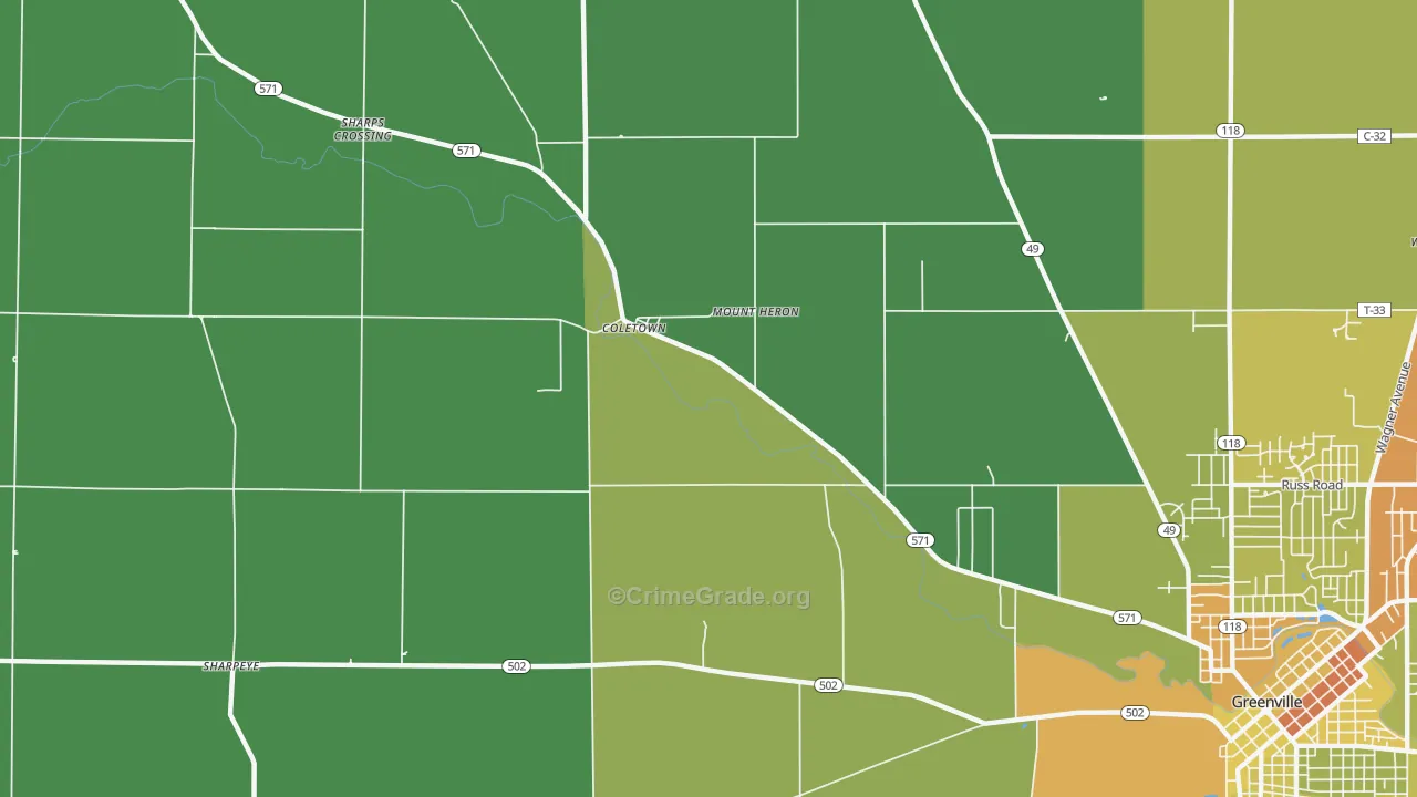 Coletown, OH Map of Drug-Related Crime Rates