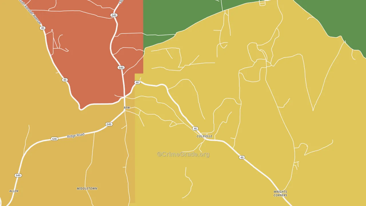 Coleville, PA Map of Drug-Related Crime Rates