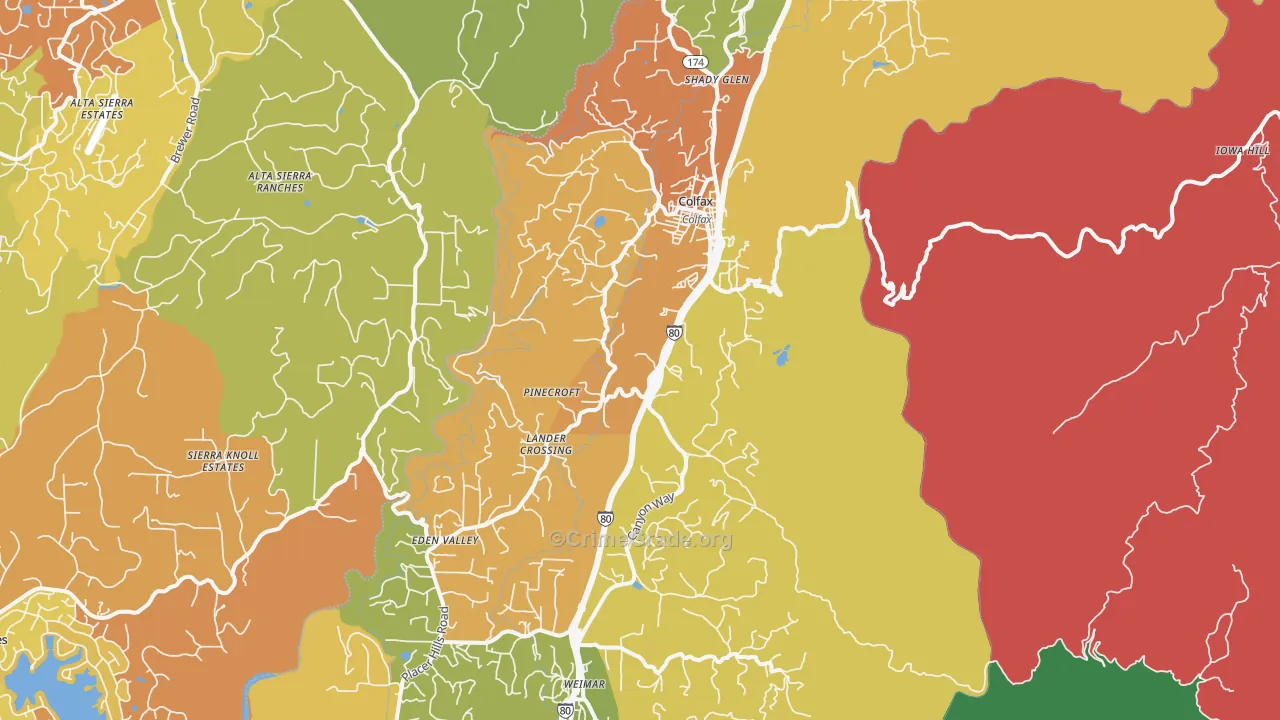 Colfax, CA Map of Drug-Related Crime Rates