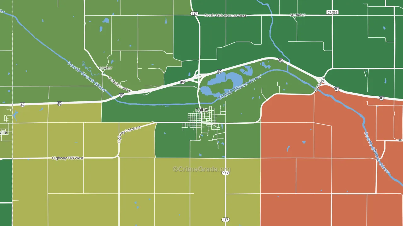 Colfax, IA Map of Drug-Related Crime Rates