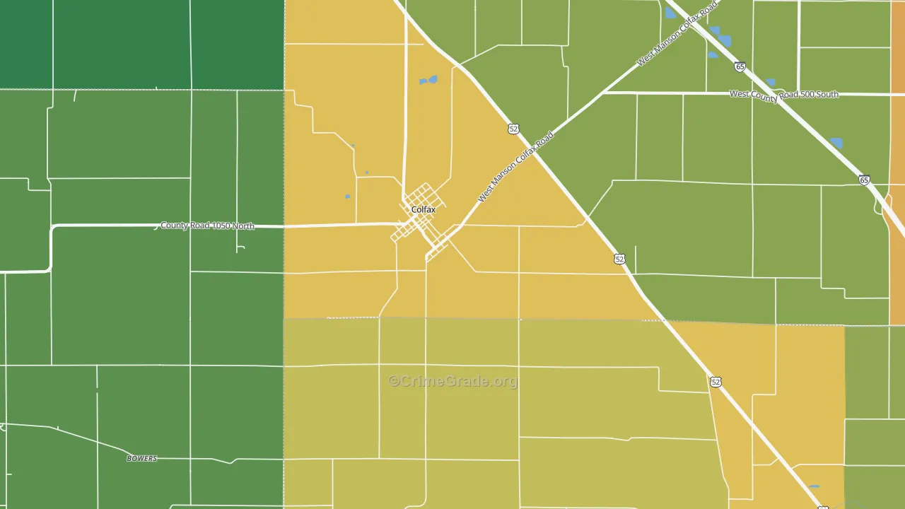 Colfax, IN Map of Drug-Related Crime Rates