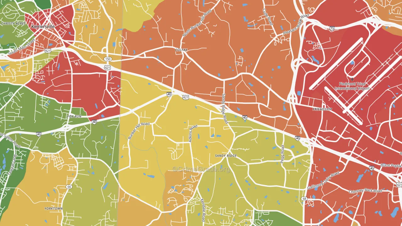 Colfax, NC Map of Drug-Related Crime Rates