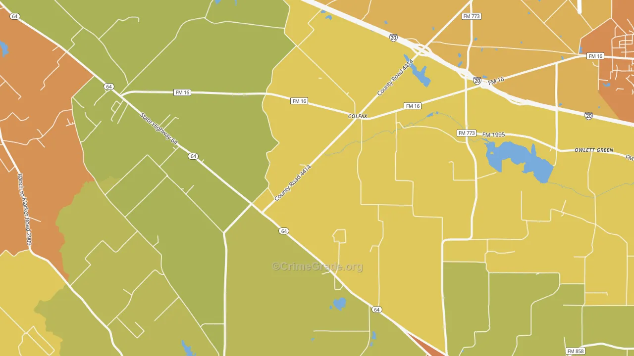 Colfax, TX Map of Drug-Related Crime Rates