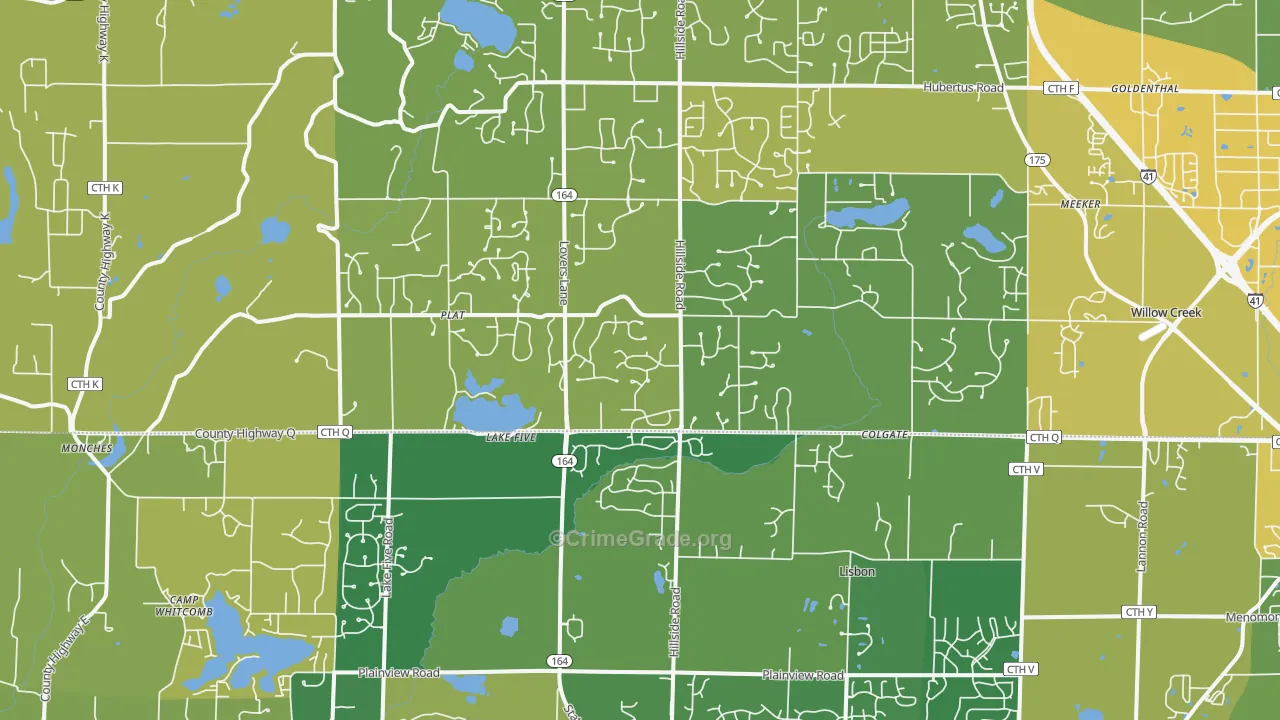 Colgate, WI Map of Drug-Related Crime Rates