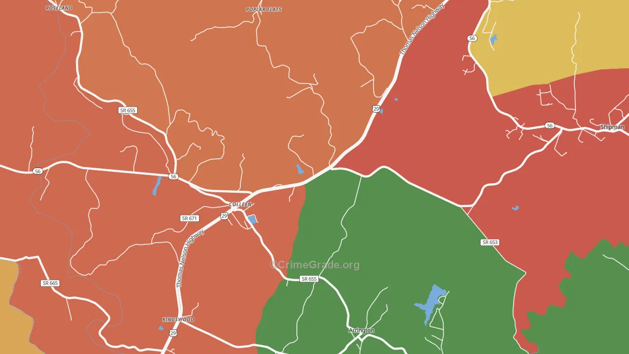 Colleen, VA Map of Drug-Related Crime Rates