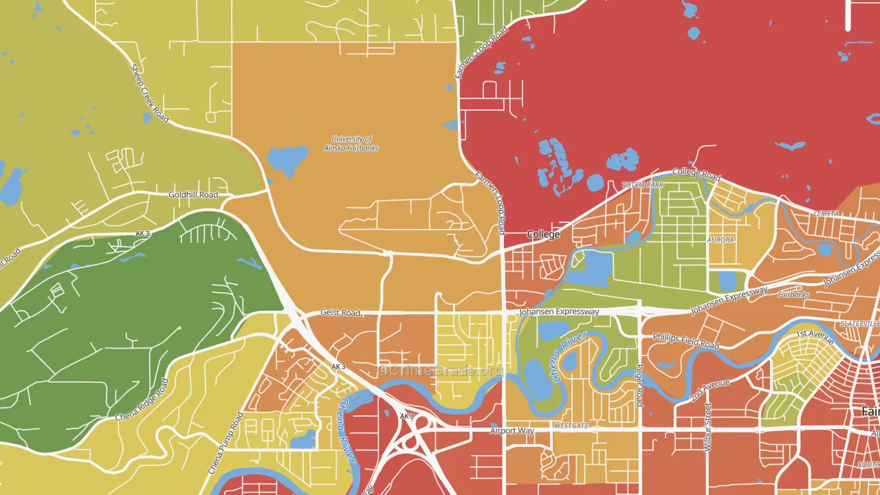 College, AK Map of Drug-Related Crime Rates