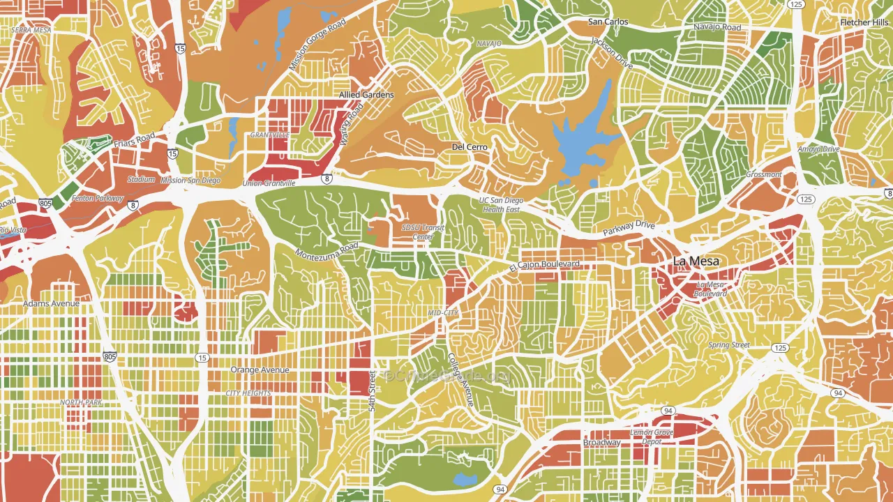 College Area, San Diego, CA Map of Drug-Related Crime Rates