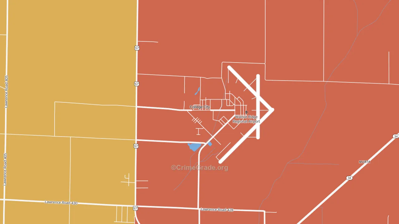 College City, AR Map of Drug-Related Crime Rates