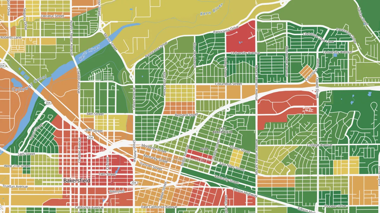 College Heights Baker Street, Bakersfield, CA Map of Drug-Related Crime Rates