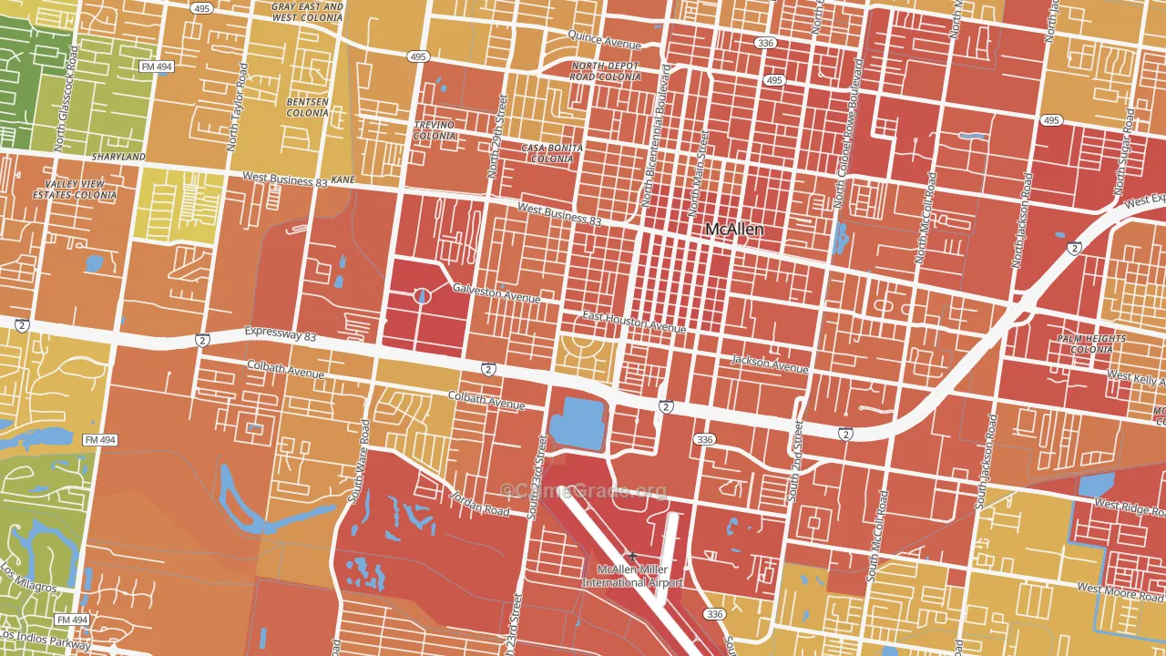 College Heights, McAllen, TX Map of Drug-Related Crime Rates