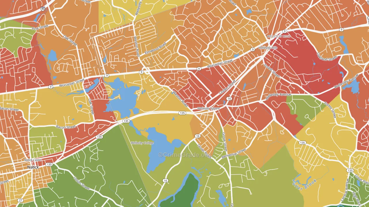 College Heights, Wellesley, MA Map of Drug-Related Crime Rates