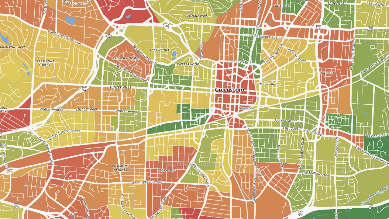 College Hill, Greensboro, NC Map of Drug-Related Crime Rates