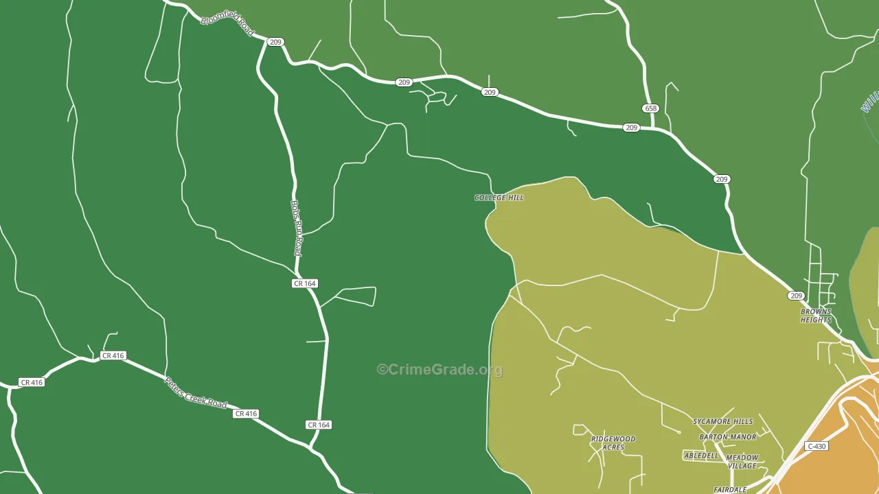 College Hill, OH Map of Drug-Related Crime Rates