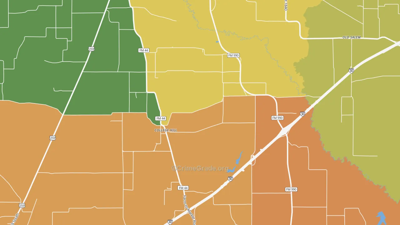 College Hill, TX Map of Drug-Related Crime Rates