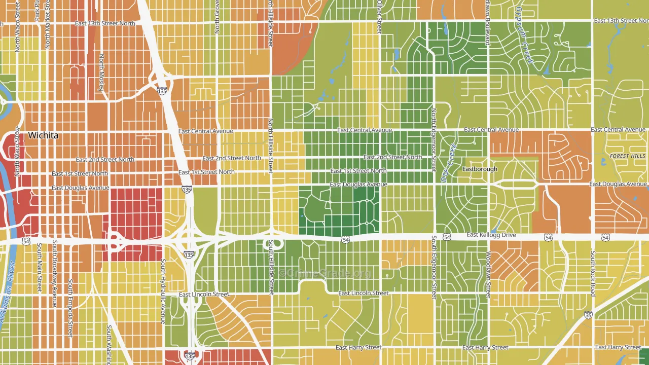 College Hill, Wichita, KS Map of Drug-Related Crime Rates